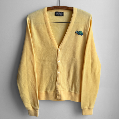 1980s Yellow Acrylic Knit Cardigan