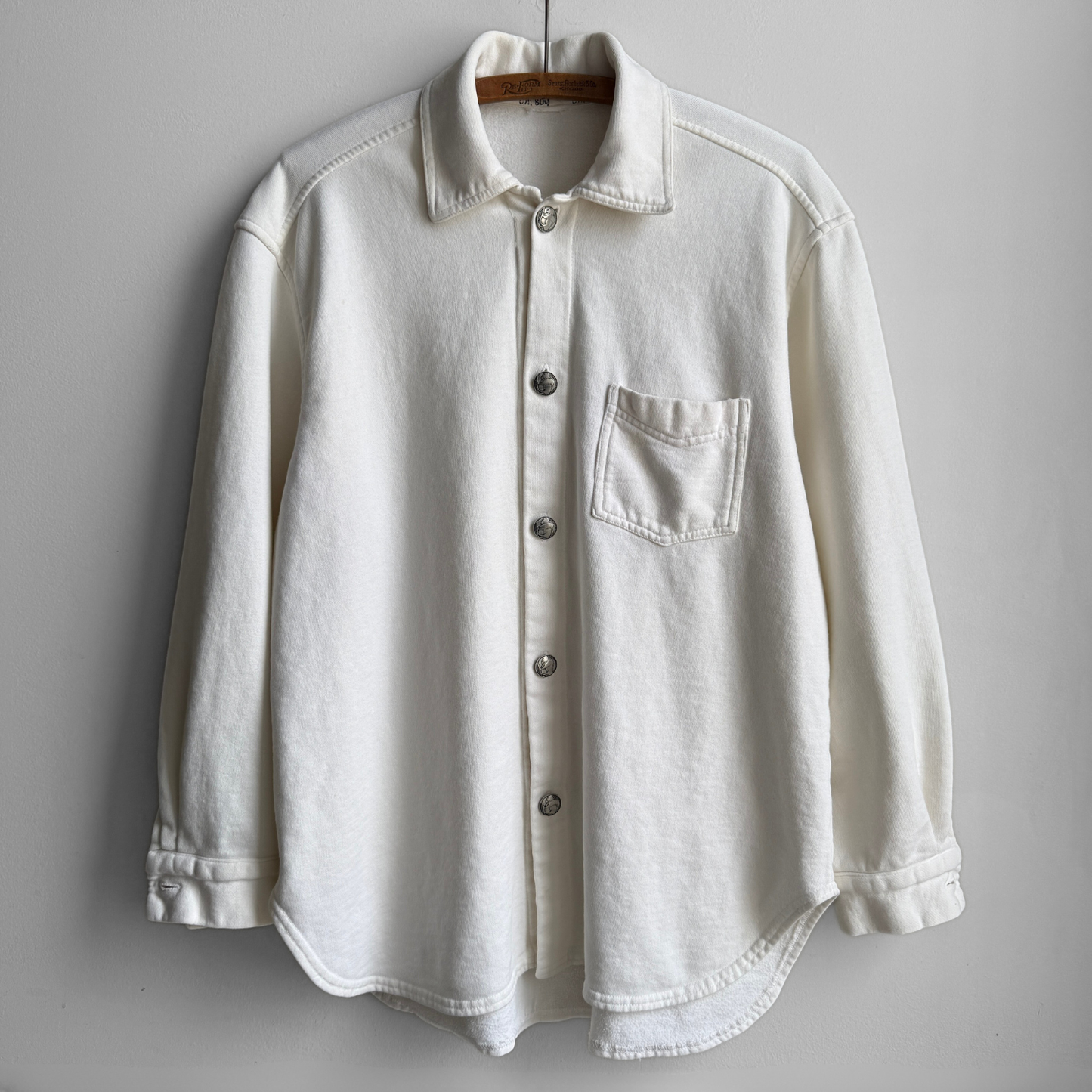 1990s White Heavy Fleece Cotton Shirt