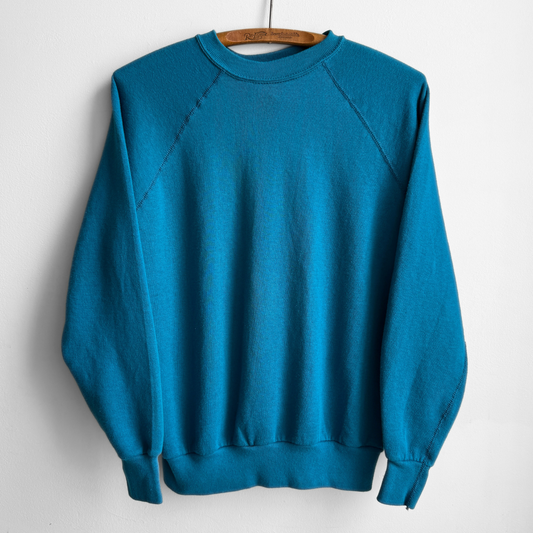 1980s Teal Blue Raglan Sweatshirt