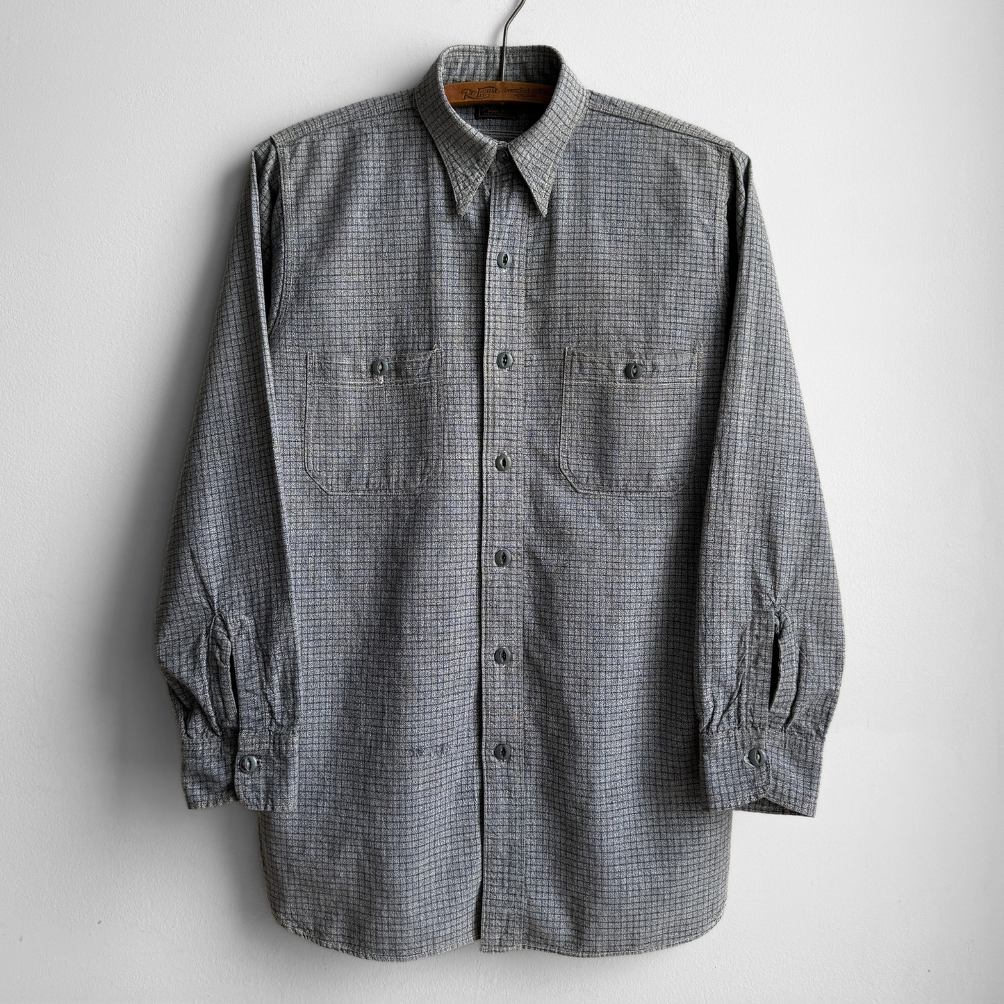 1930s Grey Checkered Cotton Work Shirt