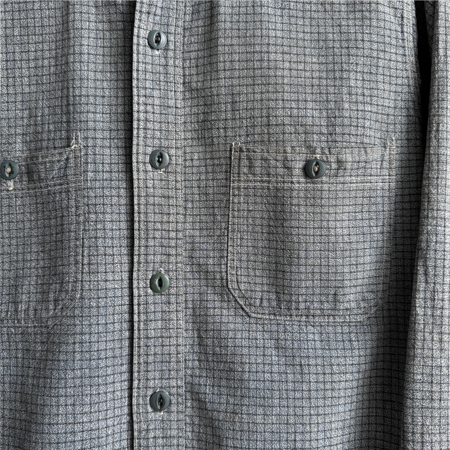 1930s Grey Checkered Cotton Work Shirt