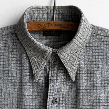 1930s Grey Checkered Cotton Work Shirt