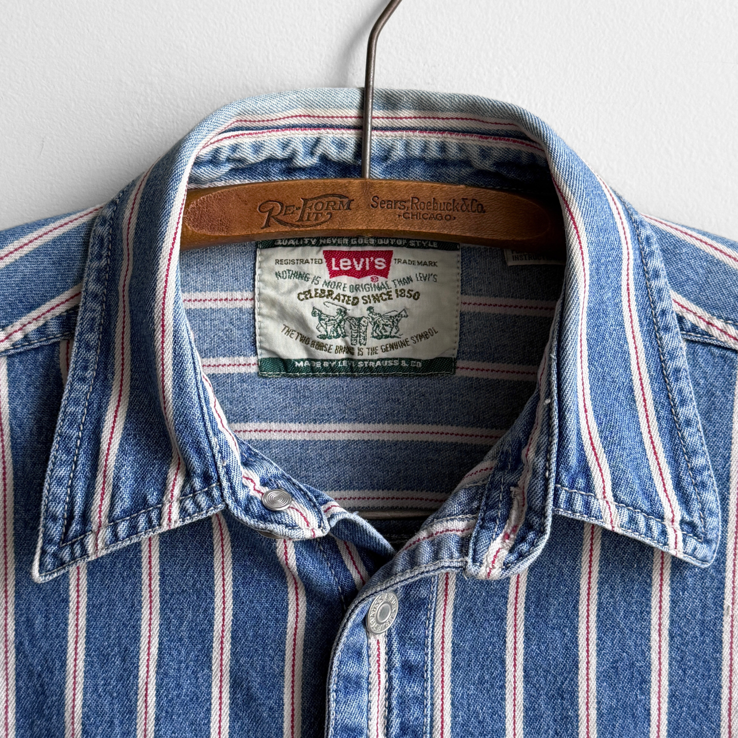 1990s Selvedge Striped Denim Shirt