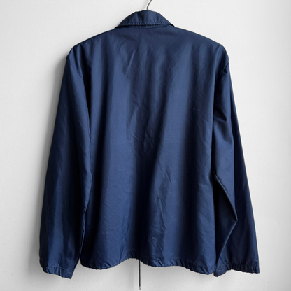 1980s Navy Blue Striped Nylon Windbreaker Jacket