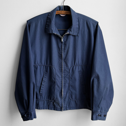 1950s Distressed Navy Blue Cotton Work Jacket