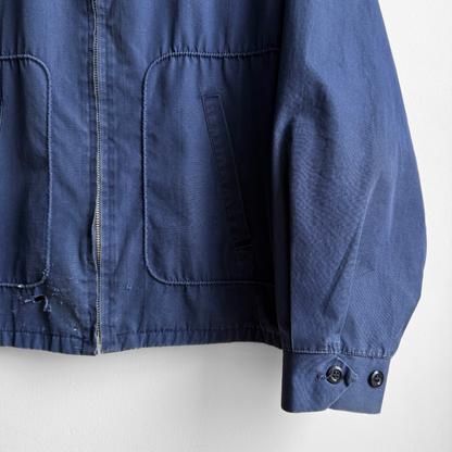 1950s Distressed Navy Blue Cotton Work Jacket