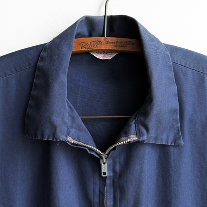 1950s Distressed Navy Blue Cotton Work Jacket