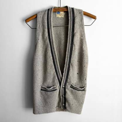 1960s Distressed Grey Wool Sweater Vest