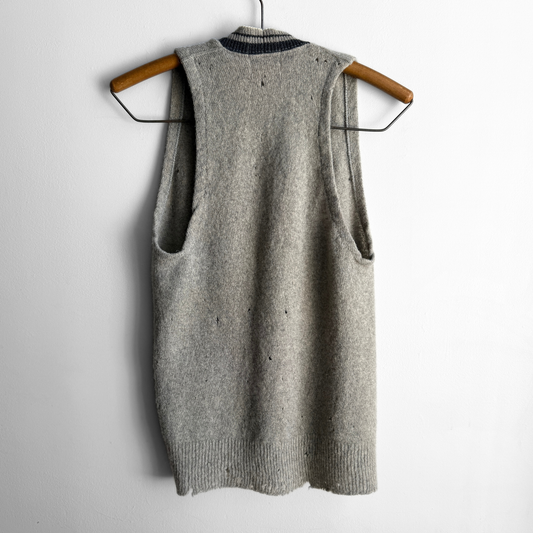 1960s Distressed Grey Wool Sweater Vest