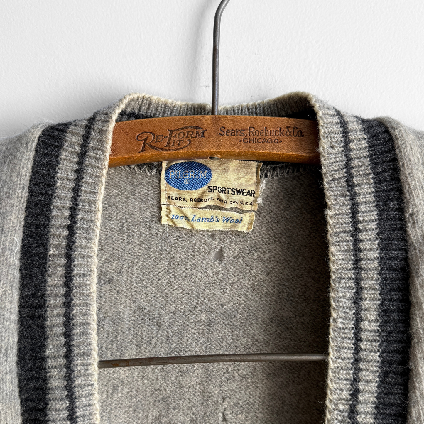 1960s Distressed Grey Wool Sweater Vest