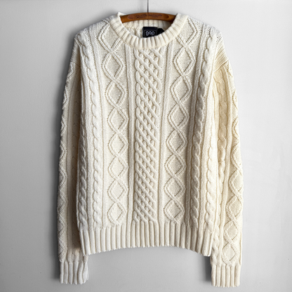 1980s Cream Cable Knit Sweater