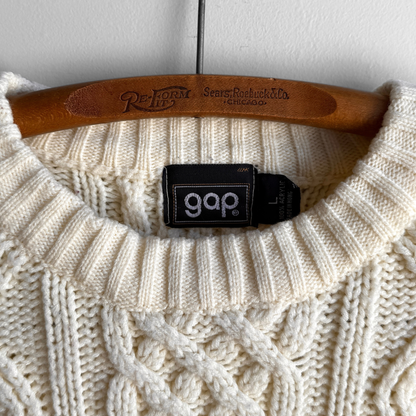 1980s Cream Cable Knit Sweater