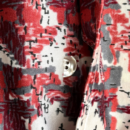 1970s Red Abstract Camouflage Print Shirt