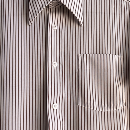 1970s White & Brown Striped Dress Shirt