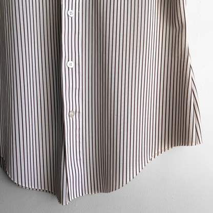 1970s White & Brown Striped Dress Shirt