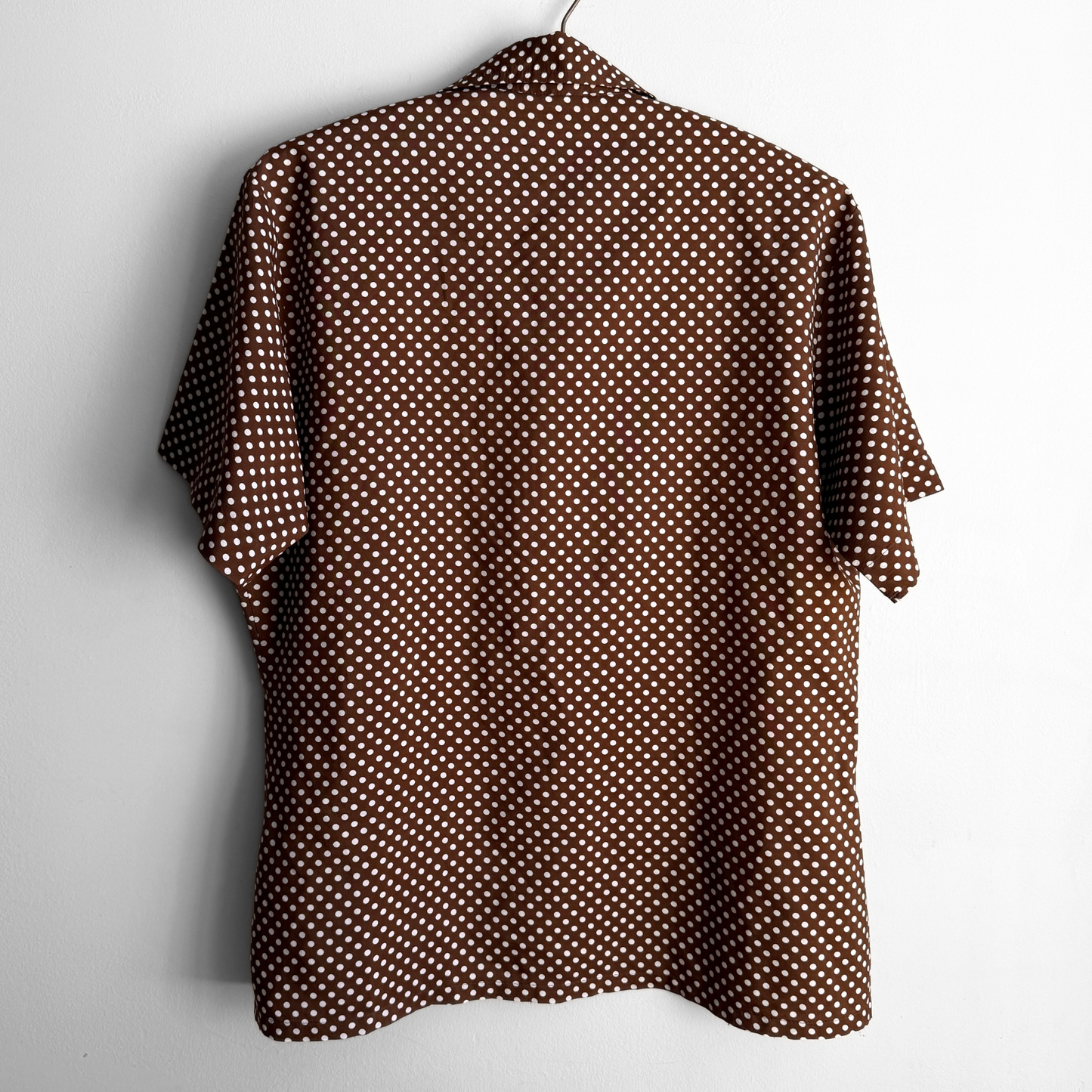 1970s Brown Polka Dot Print Shirt