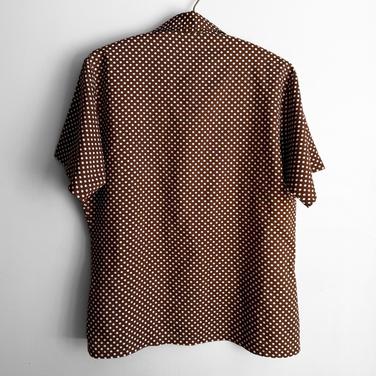 1970s Brown Polka Dot Print Shirt