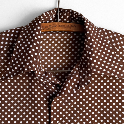 1970s Brown Polka Dot Print Shirt