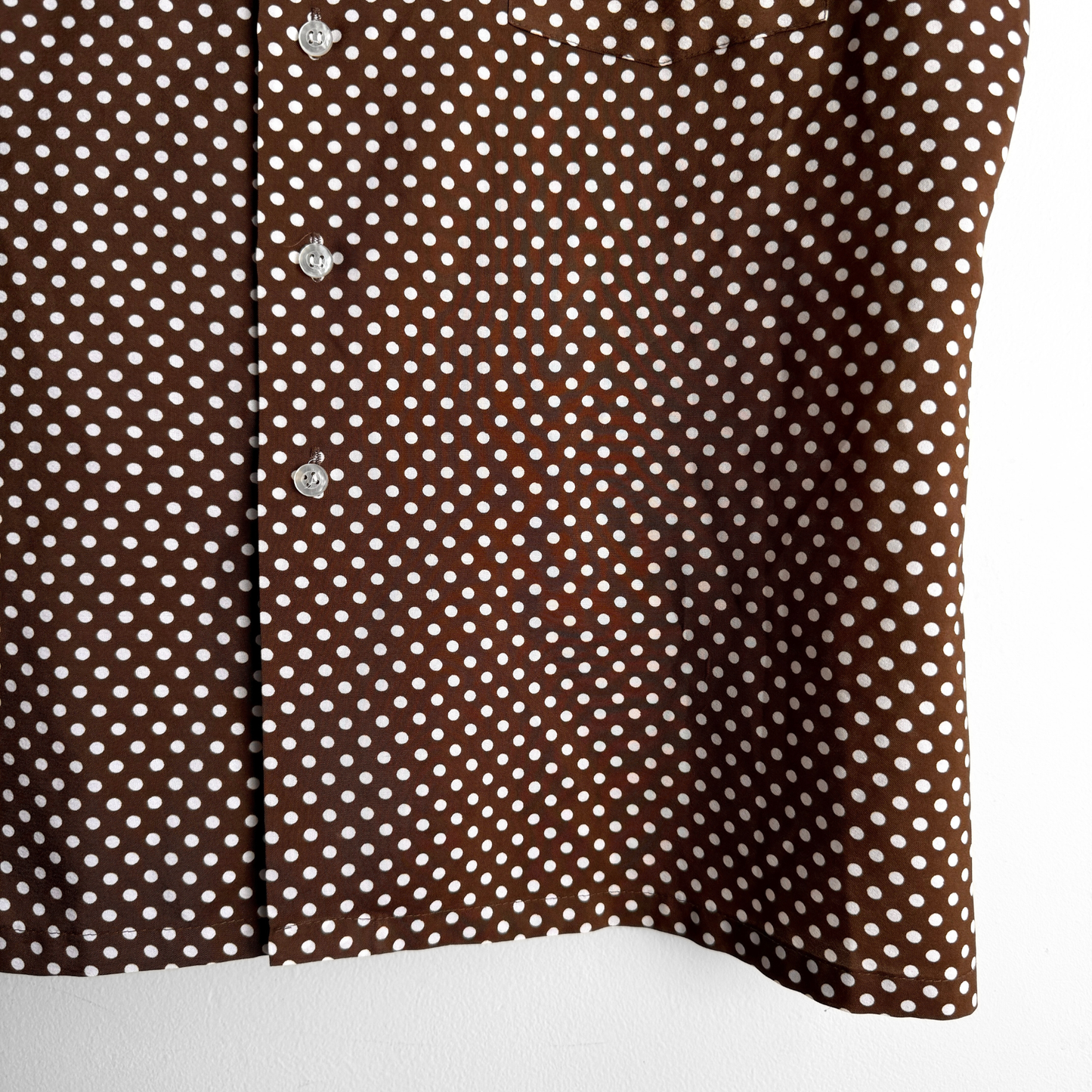 1970s Brown Polka Dot Print Shirt