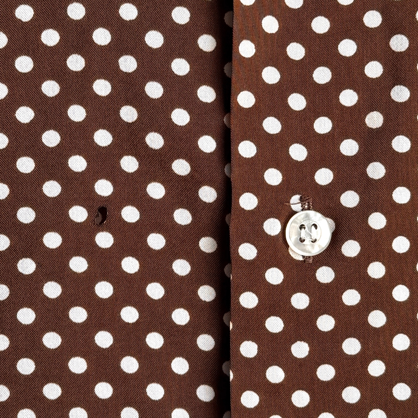 1970s Brown Polka Dot Print Shirt