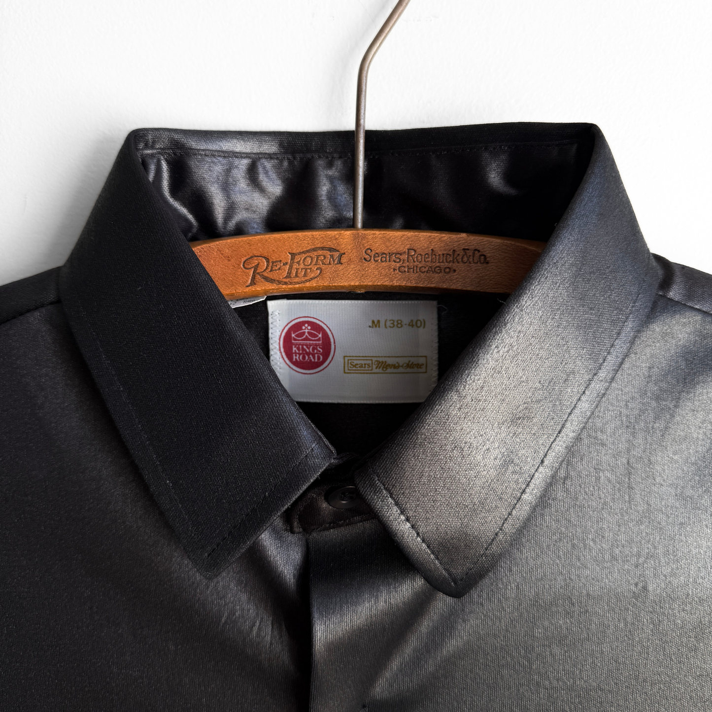 1970s Black Faux Leather Dress Shirt