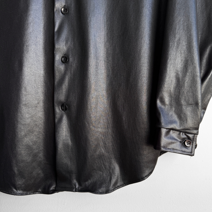 1970s Black Faux Leather Dress Shirt