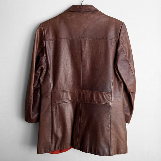 1970s Brown Leather Blazer Jacket