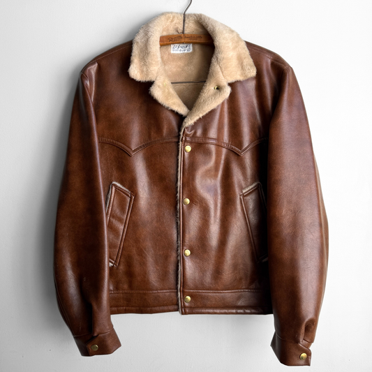 1970s Brown Pile Lined Western Leather Jacket