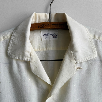 1960s Light Cream Embroidery Print Shirt