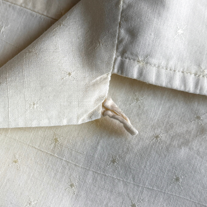 1960s Light Cream Embroidery Print Shirt