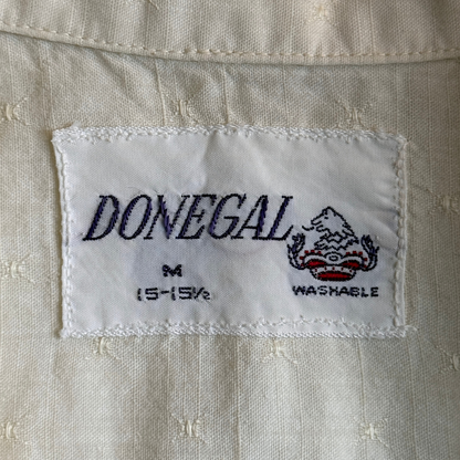 1960s Light Cream Embroidery Print Shirt