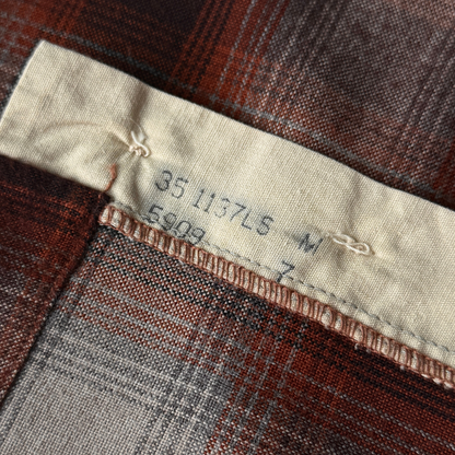 1950s Brown Shadow Plaid Flannel Jac Shirt