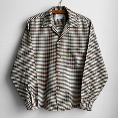 1960s Brown & Black Check Print Shirt