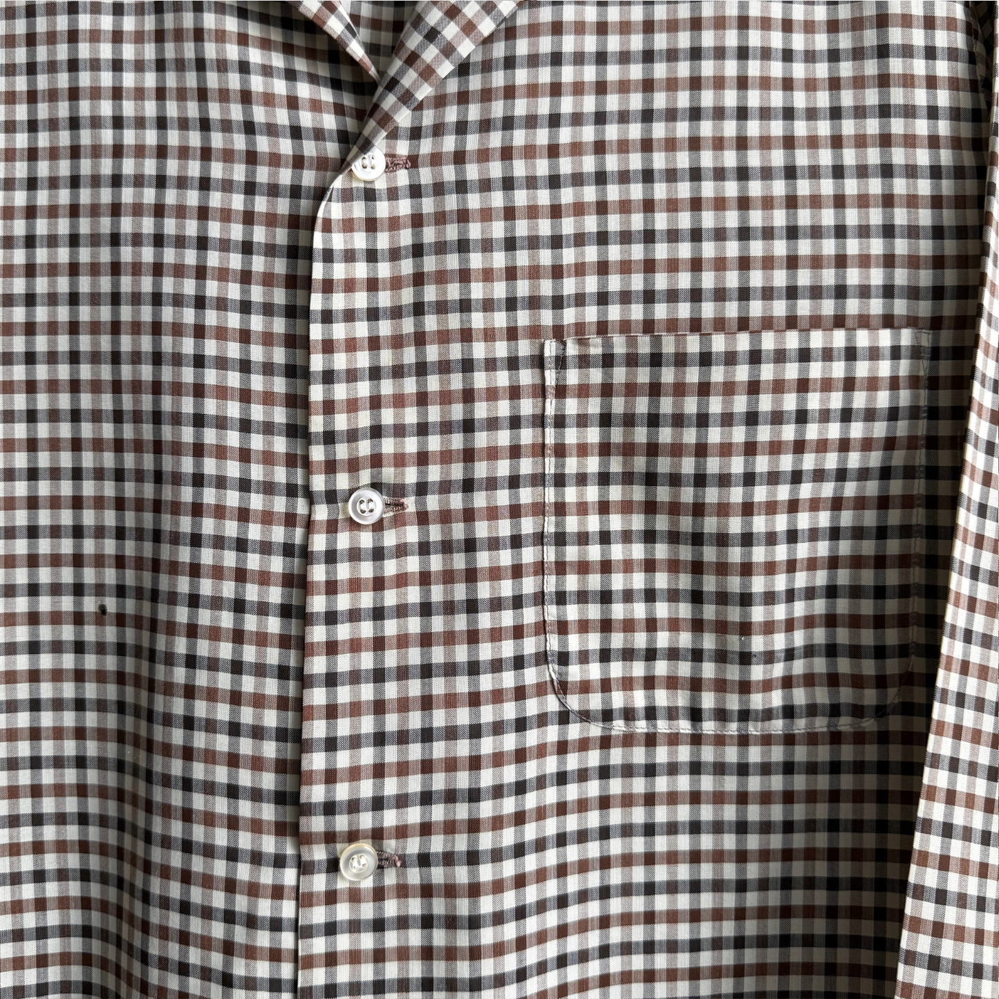 1960s Brown & Black Check Print Shirt