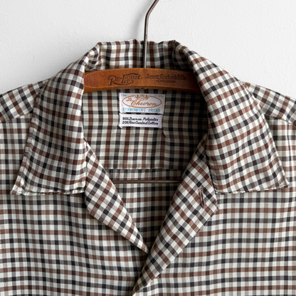 1960s Brown & Black Check Print Shirt