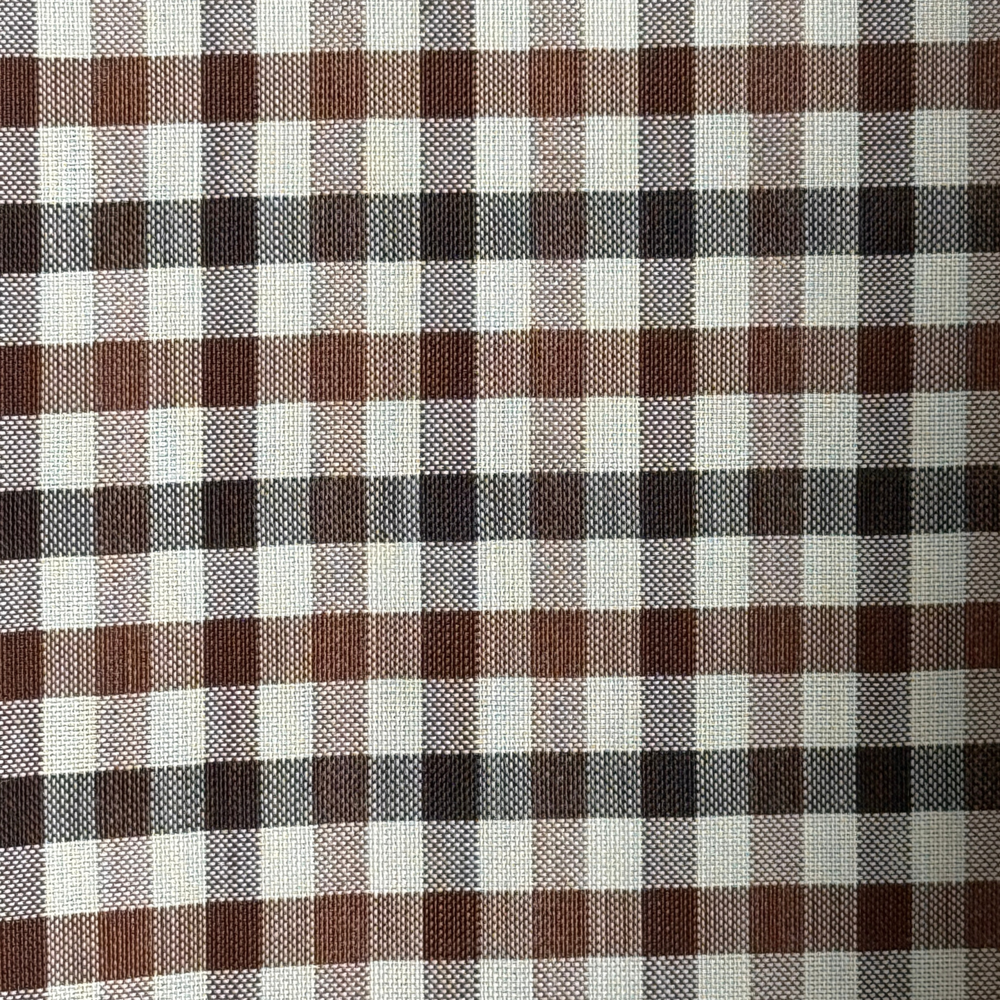 1960s Brown & Black Check Print Shirt