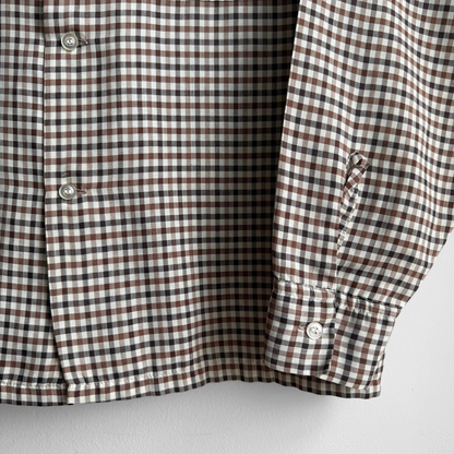 1960s Brown & Black Check Print Shirt