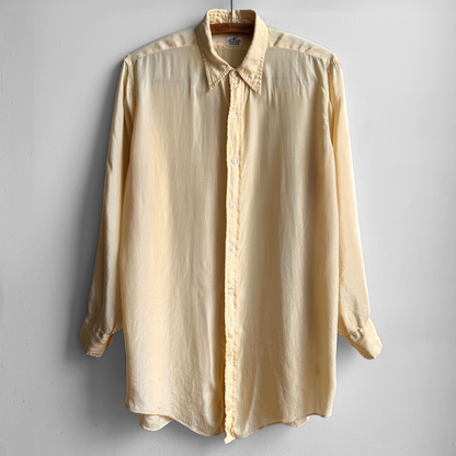 1950s Light Yellow Pure Silk Dress Shirt