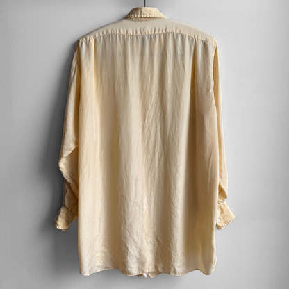 1950s Light Yellow Pure Silk Dress Shirt