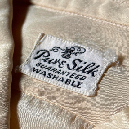 1950s Light Yellow Pure Silk Dress Shirt