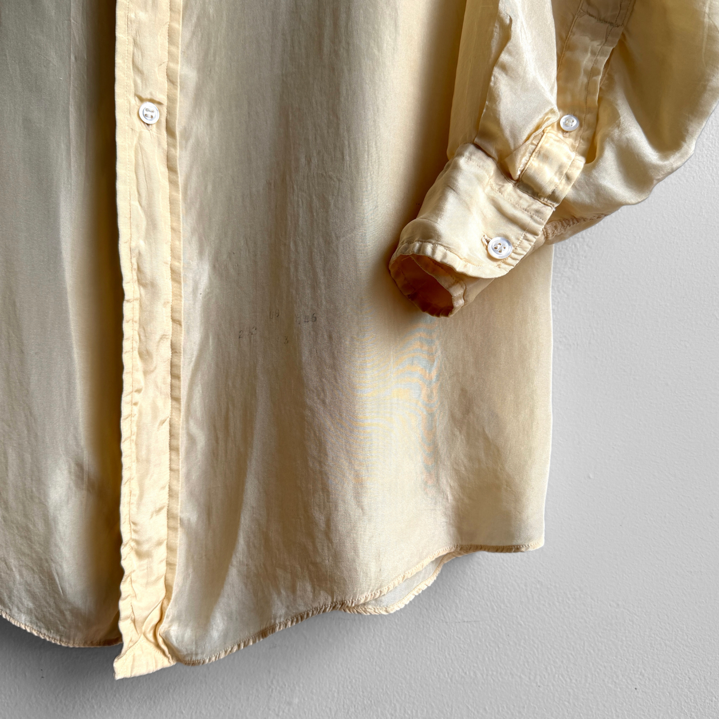 1950s Light Yellow Pure Silk Dress Shirt