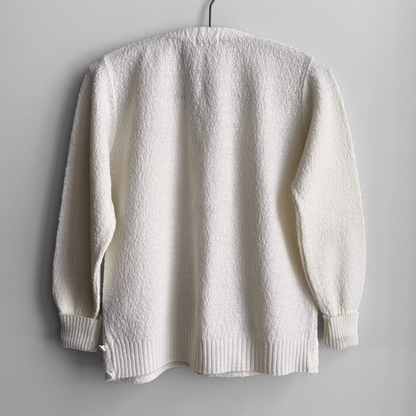 1980s White Golf Acrylic Knit Cardigan