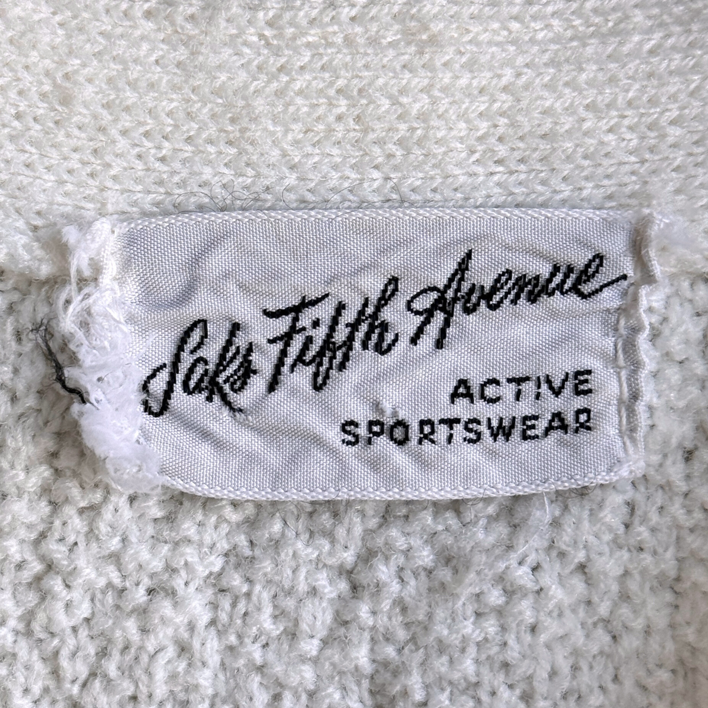 1980s White Golf Acrylic Knit Cardigan