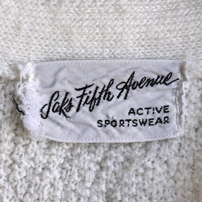 1980s White Golf Acrylic Knit Cardigan