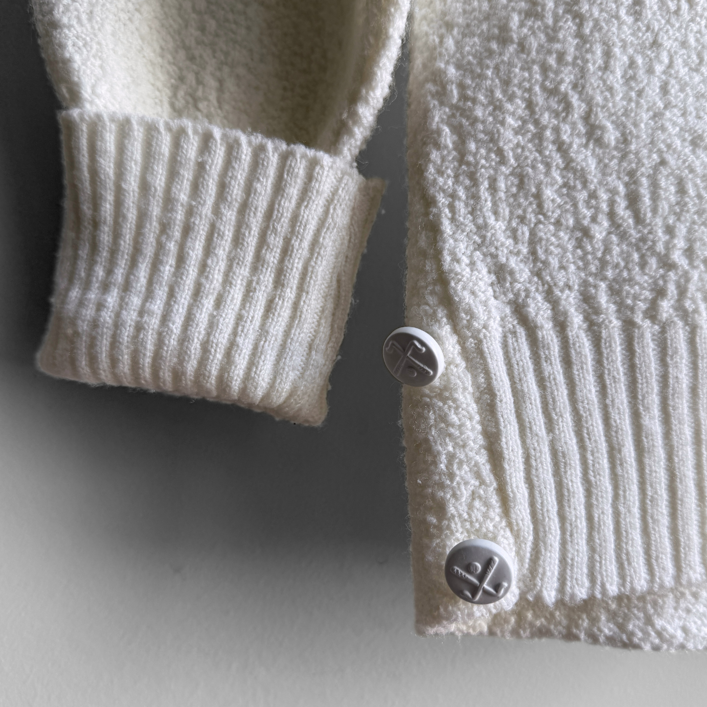 1980s White Golf Acrylic Knit Cardigan
