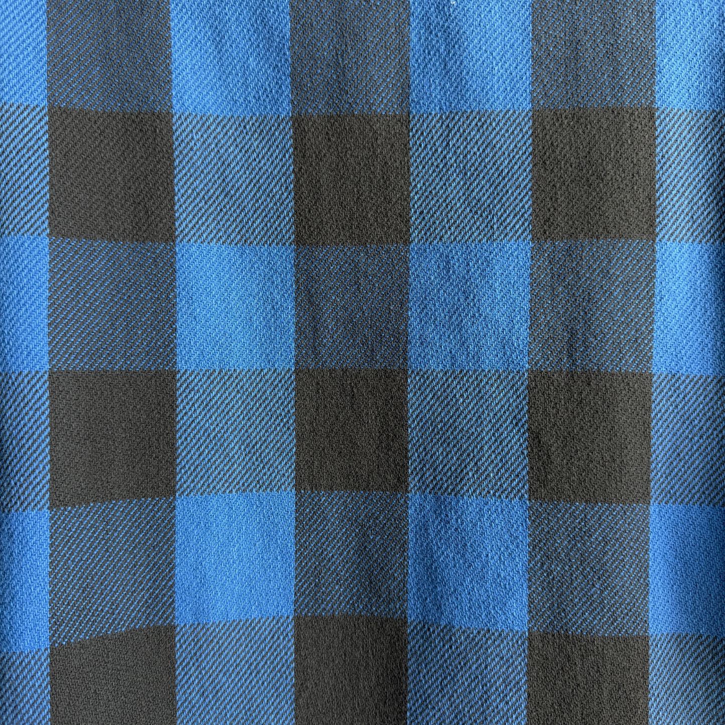 1970s Blue Brushed Cotton Plaid Flannel Shirt