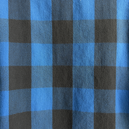 1970s Blue Brushed Cotton Plaid Flannel Shirt