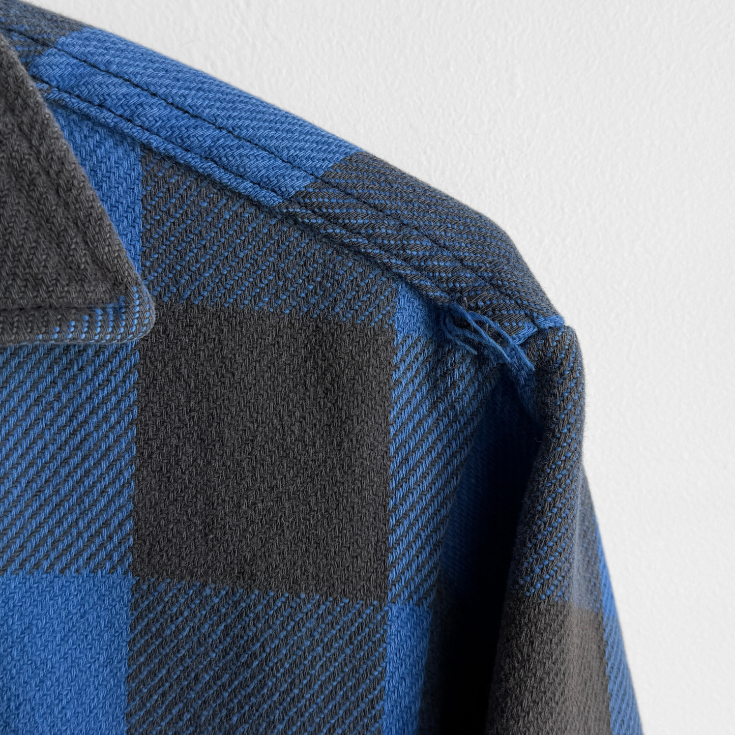 1970s Blue Brushed Cotton Plaid Flannel Shirt