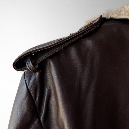 1970s Brown Sherpa Insulated Leather Trench Coat