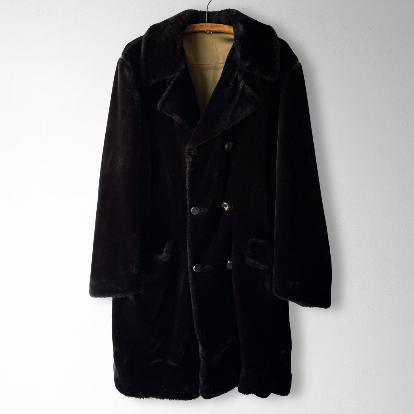 1960s Black Faux Fur Overcoat